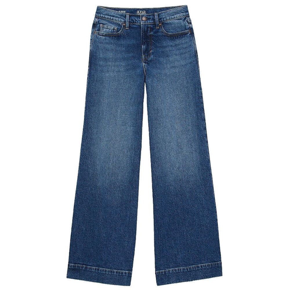New! A.N.A High Rise Wide Leg Stretch Denim Blue Jeans Women's Plus Size 24W